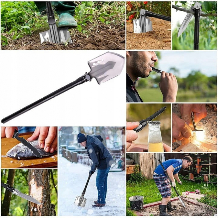 Lopata multifunctionala IdeallStore®, Outdoor Master, 8 in 1, otel inoxidabil, 76 cm, negru [26]