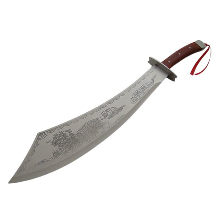Maceta de vanatoare IdeallStore®, Dragon Stance, otel inoxidabil, 65 cm, argintiu, teaca inclusa [2]