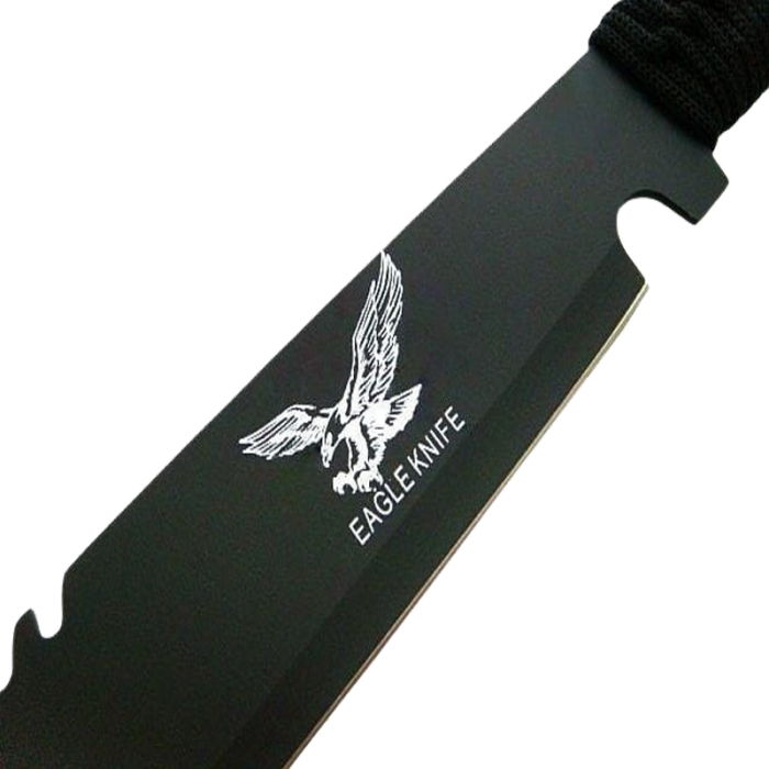 Maceta de vanatoare IdeallStore, Eagle Knife, 49.5 cm, otel inoxidabil, negru, teaca inclusa [2]
