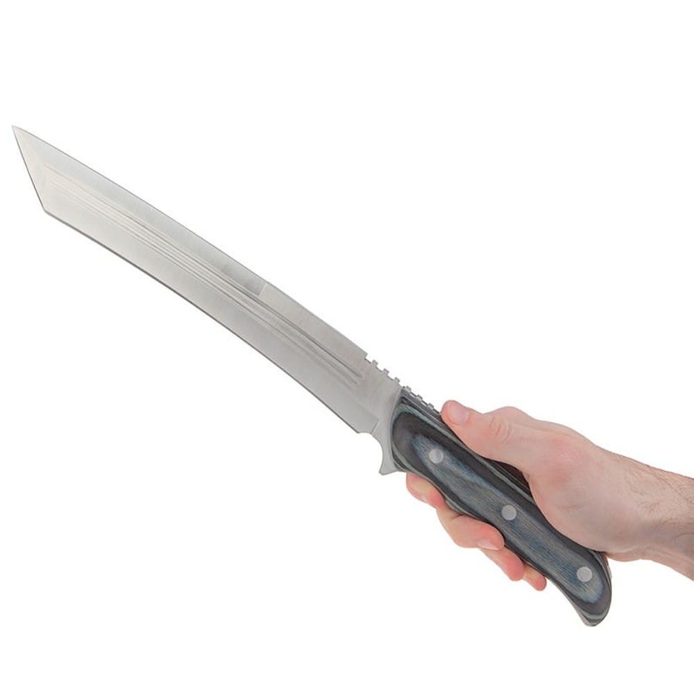 Maceta de vanatoare IdeallStore®, Seax Blade, 45 cm, otel inoxidabil, gri, teaca piele inclusa [7]