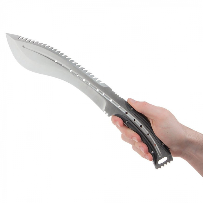 Maceta de vanatoare IdeallStore®, Spiky Friend, 39 cm, otel inoxidabil, argintiu, teaca inclusa [7]