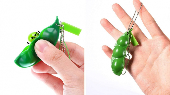 Jucarie antistres, pastaie de mazare, tip breloc, 6.5 cm, verde [4]