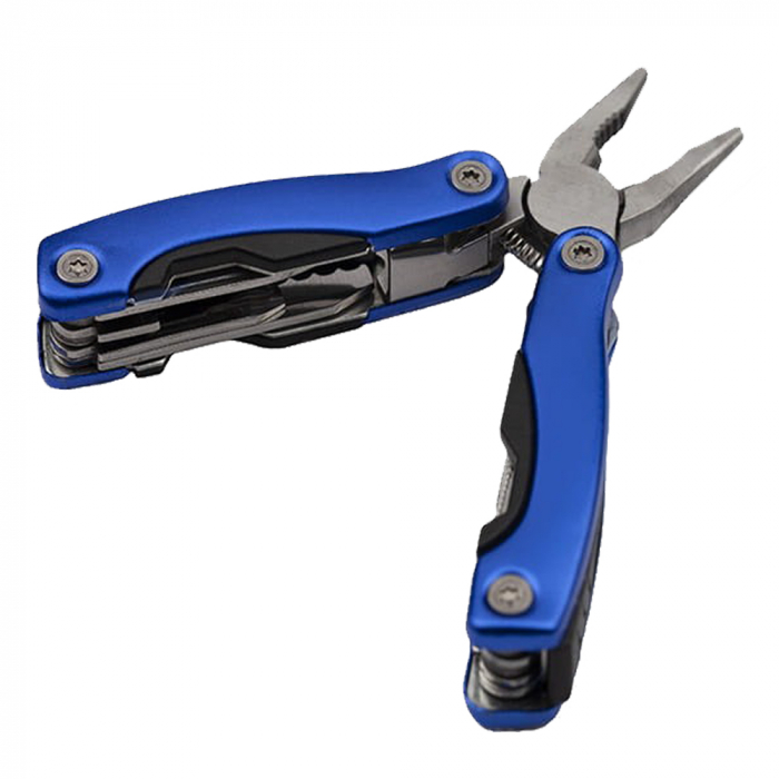 Mini cleste multifunctional, Survival Instict, otel inoxidabil, 9 functii, 14 cm, husa inclusa, albastru [2]