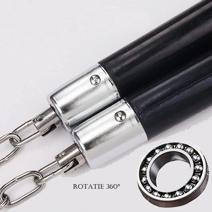 Nunceag-nunchucku IdeallStore®, cauciuc, prindere lant, negru, 30 cm [6]
