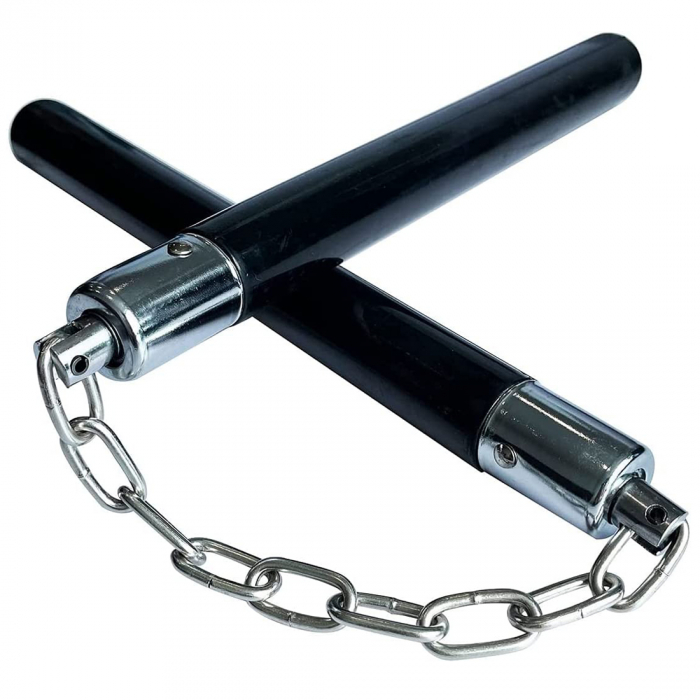 Nunceag-nunchucku IdeallStore®, cauciuc, prindere lant, negru, 30 cm [3]