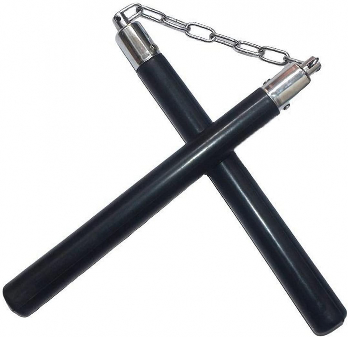 Nunceag-nunchucku IdeallStore®, cauciuc, prindere lant, negru, 30 cm [2]