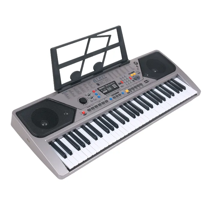Orga electronica IdeallStore®, Schone Klange, intrare USB, mini-microfon, suport partitura inclus, argintiu [2]