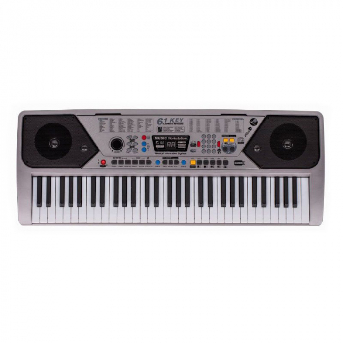 Orga electronica  si stativ DEPOX®, intrare USB, mini-microfon, suport partitura inclus, argintiu [4]