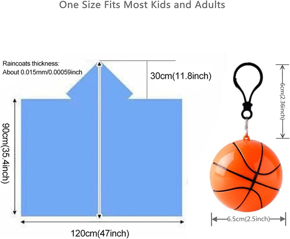Pelerina de ploaie IdeallStore®, Poncho Basketball, one size, plastic, portocaliu [6]