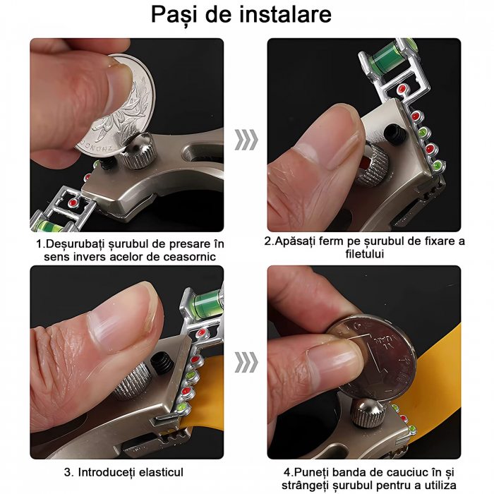 Set prastie metalica cu laser si 50 bile sticla 14 mm DEPOX®, 11.5 cm, cu boloboc, maner lemn, maro [7]