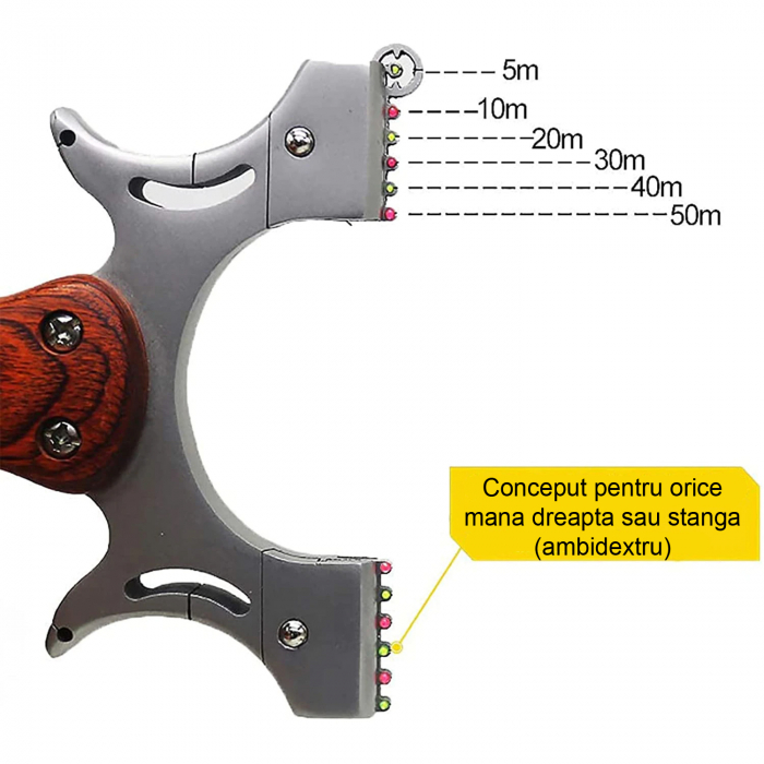 Set prastie metalica cu laser si bile metalice 11 mm DEPOX®, 11.5 cm, cu boloboc, maner lemn, maro [8]