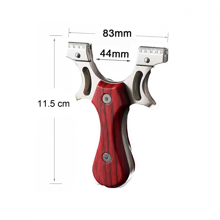 Prastie cu laser, Sling Queen, metalic, 11.5 cm, cu boloboc, maner lemn, maro [11]