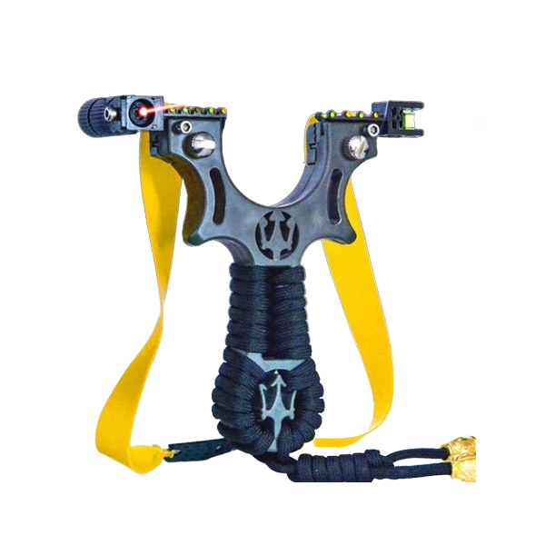 Praștie de precizie din rasina cu laser, 2 elastice de rezervă, 11 cm, negru [2]