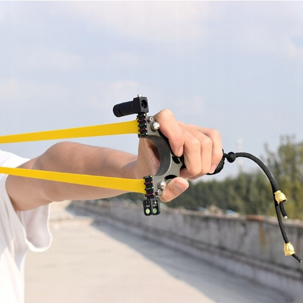 Praștie de precizie din rasina cu laser, 2 elastice de rezervă, 11 cm, negru [7]