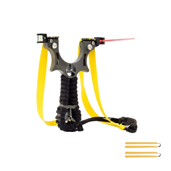 Set praștie de precizie din rasina cu laser si 110 bile metalice 8 mm, DEPOX®, 2 elastice de rezervă, 11 cm, negru [4]