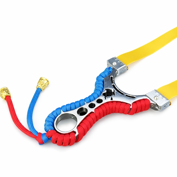 Praștie multifunctionala, DEPOX®, metal, 2 elastice de rezervă, rosu/albastru, 11 cm [4]