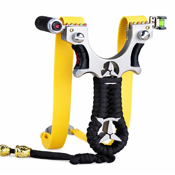 Praștie de precizie multifuncțională cu laser, DEPOX®, metal, 2 elastice de rezervă, negru, 11 cm [2]