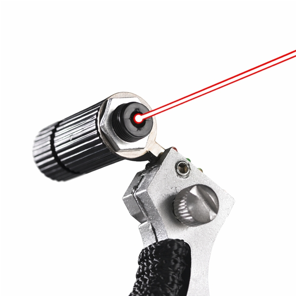 Set praștie de precizie multifuncțională cu laser si 110 de bile metalice 8 mm, DEPOX®, metal, 2 elastice de rezervă, negru, 11 cm [6]