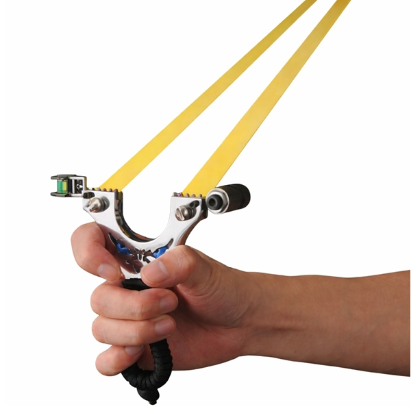 Praștie de precizie metalica cu laser si vizor, 2 elastice de rezervă, 12  cm, negru [4]