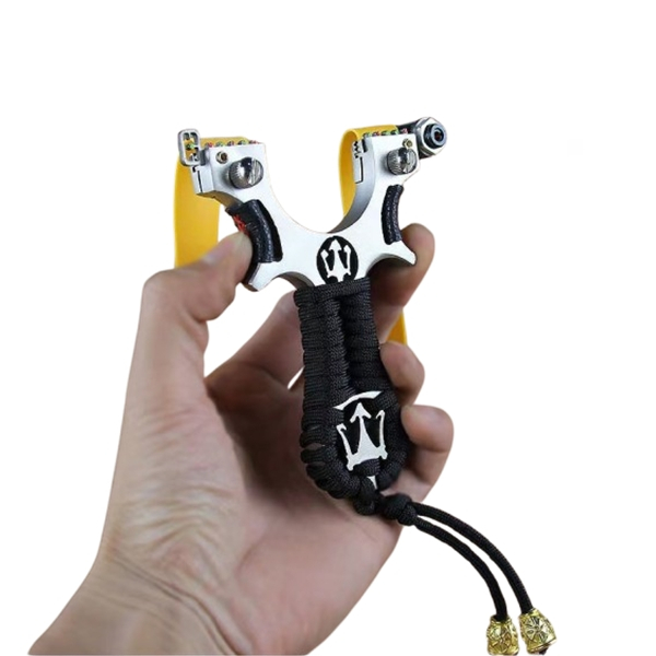 Praștie de precizie multifuncțională cu laser, metal cu vizor optic, 2 elastice de rezervă, 11 cm, negru [4]