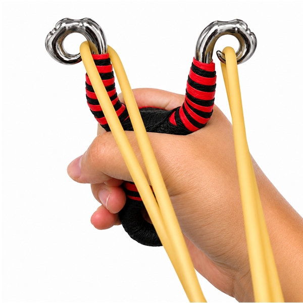 Praștie din aliaj cu benzi elastice DEPOX®, mâner ergonomic, 13 cm, rosu [3]
