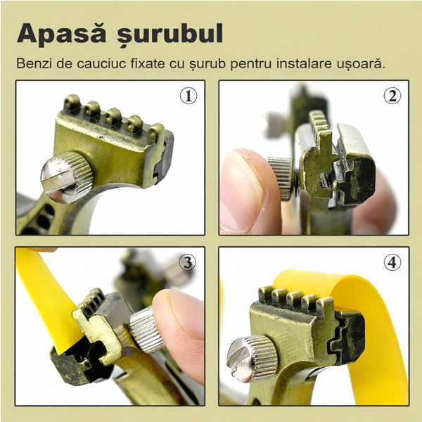 Praștie multifuncțională, DEPOX®, metal, 2 elastice de rezervă, verde, 11 cm [3]