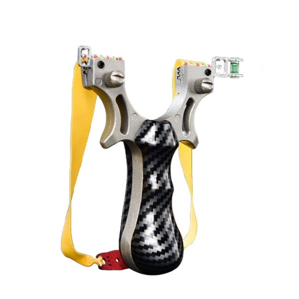 Praștie profesională metalică cu 3 zgarciuri, maner imitatie carbon, 12 cm [5]