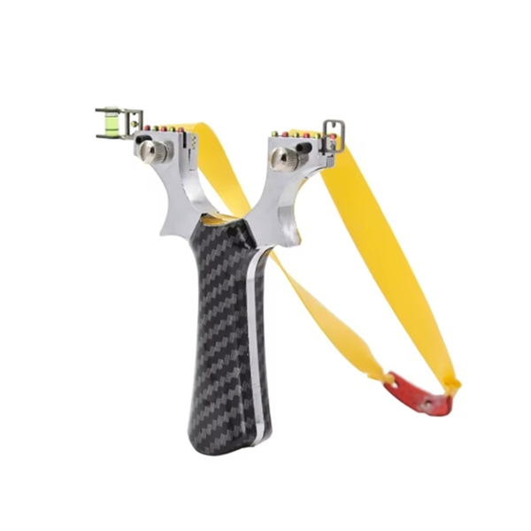 Praștie profesională din aluminiu si 100 bile metalice 9 mm, DEPOX®, mâner ergonomic imitatie carbon, prindere rapidă, 12 cm [5]