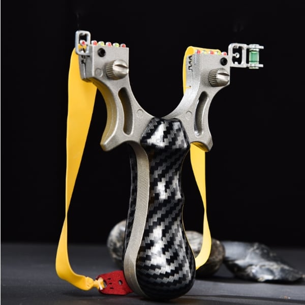 Praștie profesională metalică cu 3 zgarciuri, maner imitatie carbon, 12 cm [5]