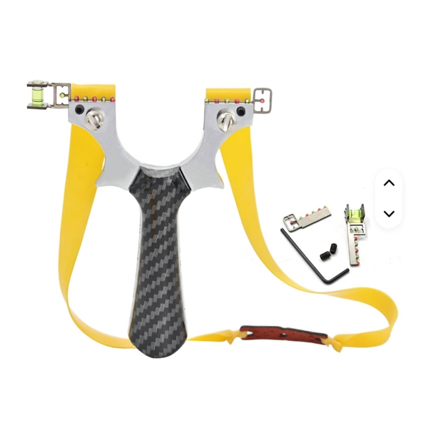 Praștie profesională metalică cu 3 zgarciuri, maner imitatie carbon, 12 cm [3]