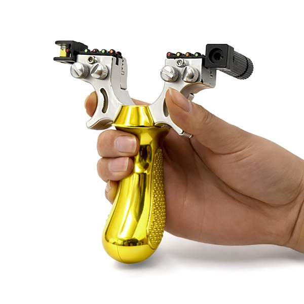 Praștie profesională PVC cu laser, DEPOX®, pentru vânătoare și tir outdoor, galben, 11.5 cm [4]