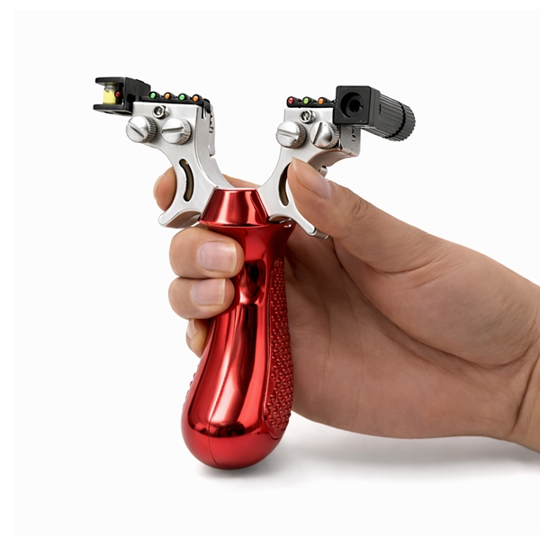 Praștie profesională PVC cu laser, DEPOX®, pentru vânătoare și tir outdoor, rosu, 11.5 cm [4]