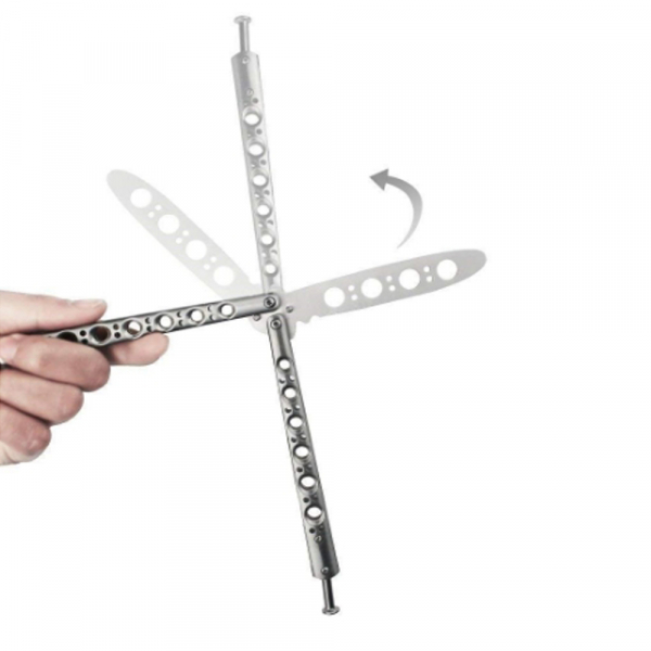 Briceag fluture IdeallStore® de antrenament, otel inoxidabil, 23 cm, argintiu [3]