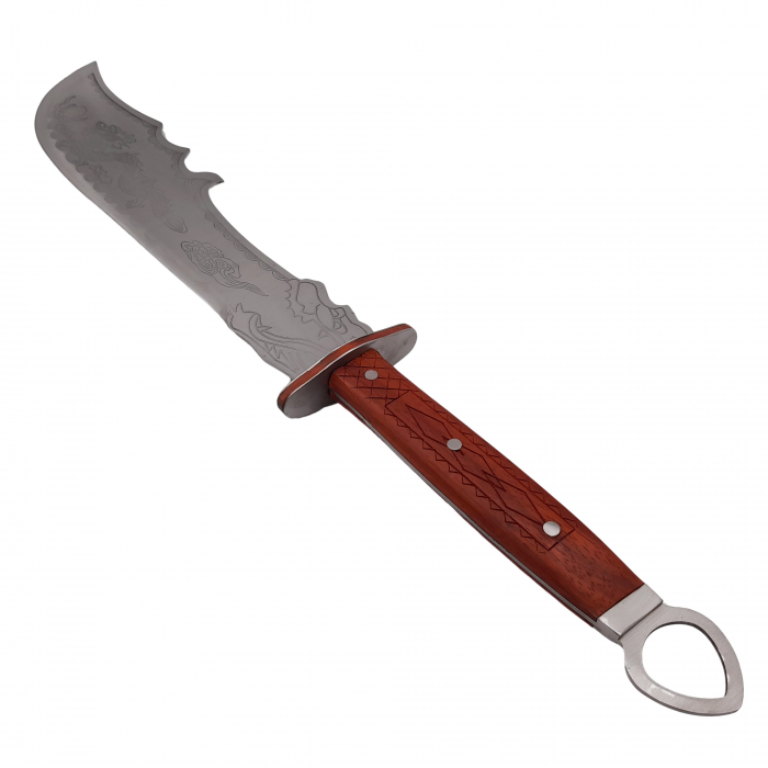 Sabie chinezeasca de razboi IdeallStore®, Dragon Stance, otel inoxidabil, 75 cm, argintiu, cutit de aruncat, teaca inclusa [6]