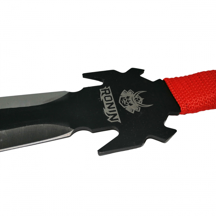 Sabie de vanatoare IdeallStore®, Red Ronin, maner textil, 68.5 cm, cutit de aruncat inclus [6]