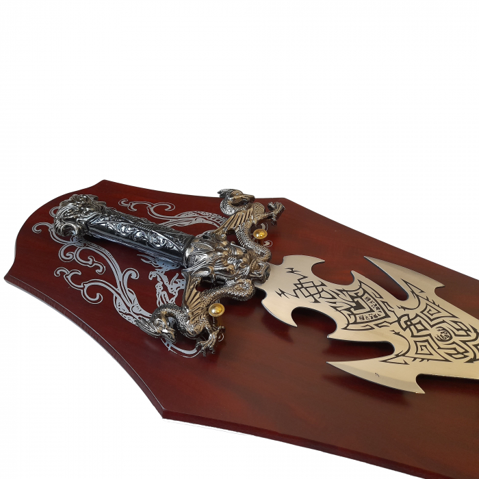 Sabie decorativa IdeallStore®, panoplie lemn, Duo Dragon, 110 cm, maro [7]