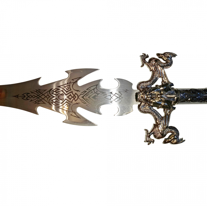 Sabie decorativa IdeallStore®, panoplie lemn, Duo Dragon, 110 cm, maro [3]