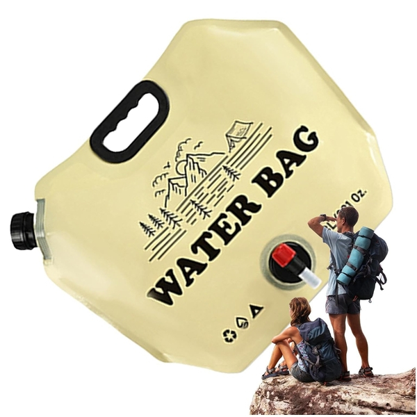 Set 3 saci de apa pliabili 8L, pentru camping si calatorii, bej [3]