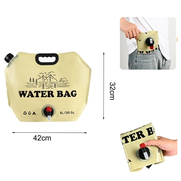 Set 3 saci de apa pliabili 8L, pentru camping si calatorii, bej [7]