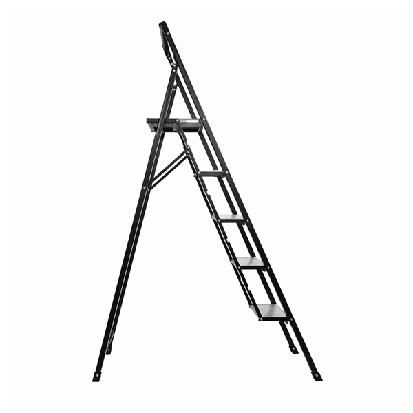 Scara pliabila aluminiu 5 trepte, DEPOX®, antiderapanta, compacta, negru, 157 cm [2]