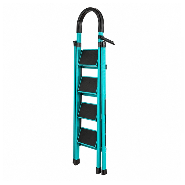 Scara pliabila metalica 4 trepte, DEPOX®, antiderapanta, compacta, albastru, 145 cm [3]