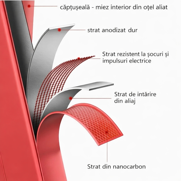 Scara pliabila metalica 5 trepte, antiderapanta, compacta, rosie, 165 cm [5]