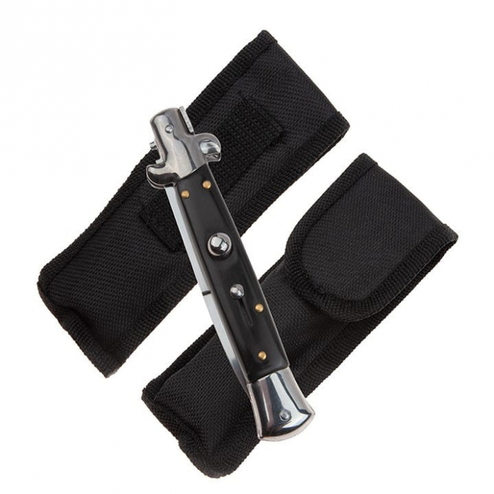 Set 2 briceaguri automate vanatoare IdeallStore®, Italian Blade, Stiletto, otel inoxidabil, negru [15]
