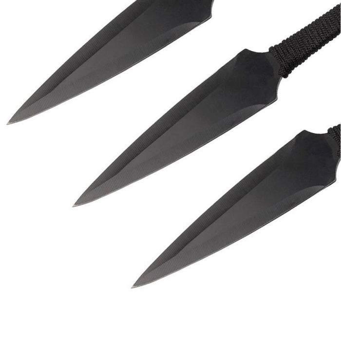 Set 3 cutite de aruncat IdeallStore®, Giant Kunai, 23 cm, negru, husa inclusa [3]