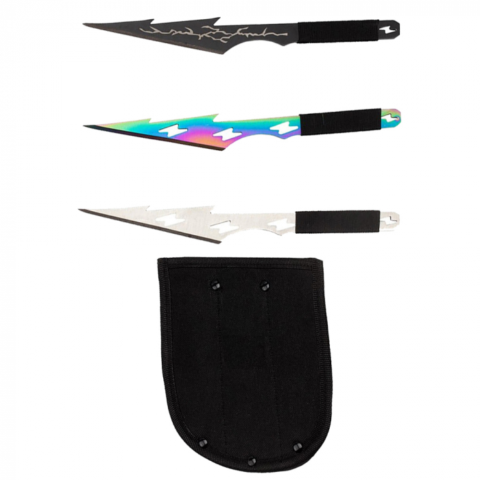 Set 3 cutite de aruncat IdeallStore®, Light of Zeus, 21 cm, multicolor, husa inclusa [6]
