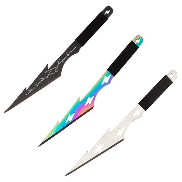 Set 3 cutite de aruncat IdeallStore®, Light of Zeus, 21 cm, multicolor, husa inclusa [2]