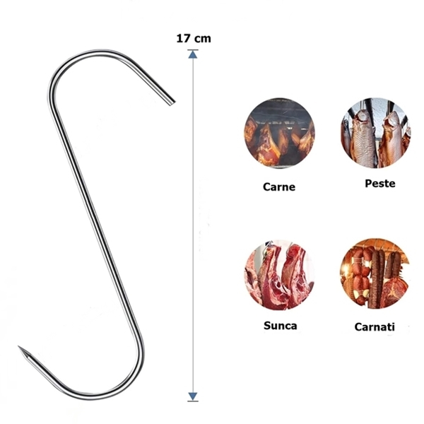 Set 30 Carlige afumatoare carne , macelarie IdeallStore® , 17 cm , inox [2]