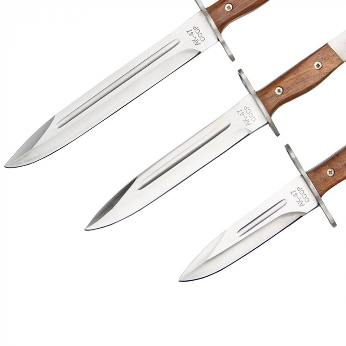 Set 5 cutite de vanatoare IdeallStore®, Ak Undercover, otel inoxidabil, maro, teaca inclusa [5]