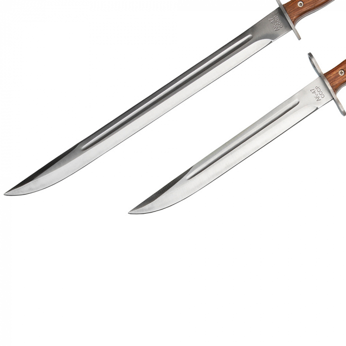 Set 5 cutite de vanatoare IdeallStore®, Ak Mission, otel inoxidabil, maro, teaca inclusa [6]