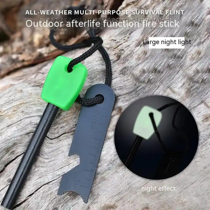 Set Amnar pentru camping si Fluier IdeallStore®, Ultimate Survival, otel inoxidabil, 11 cm [3]
